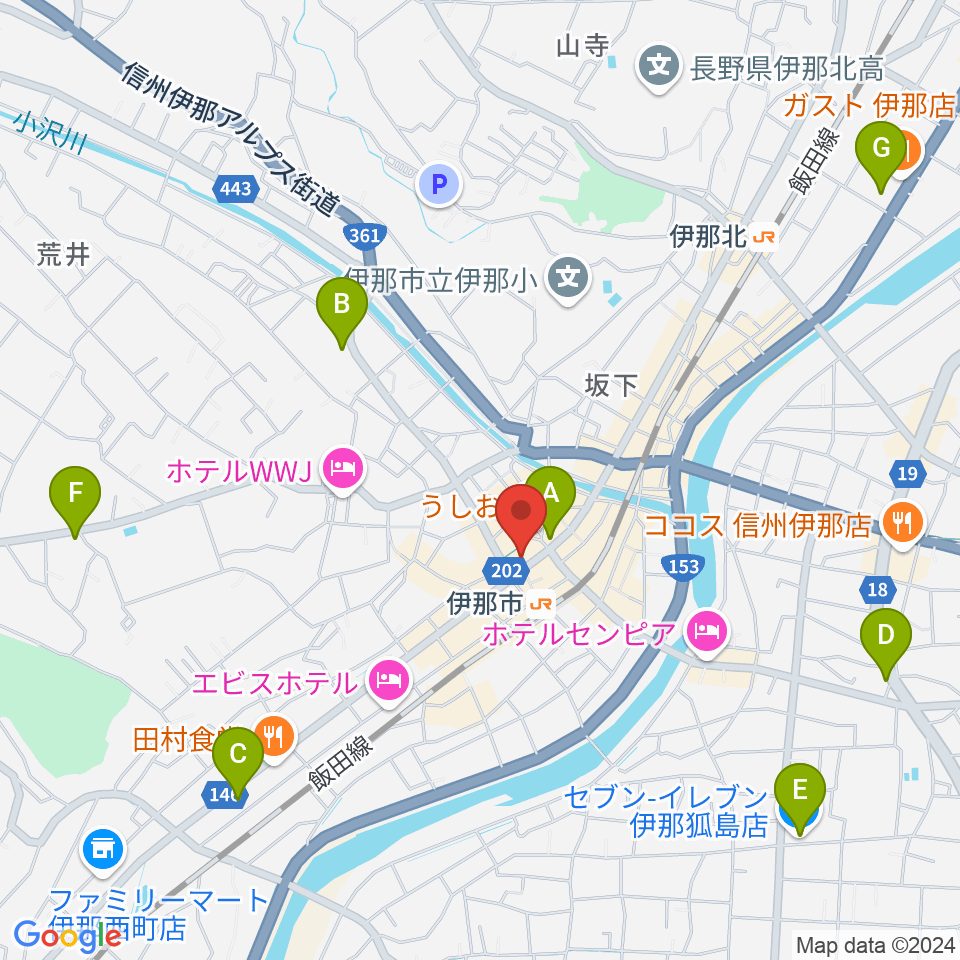 ニシザワいなっせホール周辺のコンビニエンスストア一覧地図