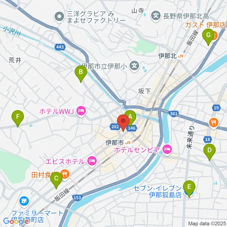 ニシザワいなっせホール周辺のコンビニエンスストア一覧地図