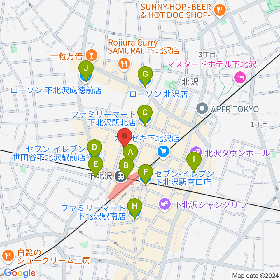 下北沢しもきたドーン周辺のコンビニエンスストア一覧地図