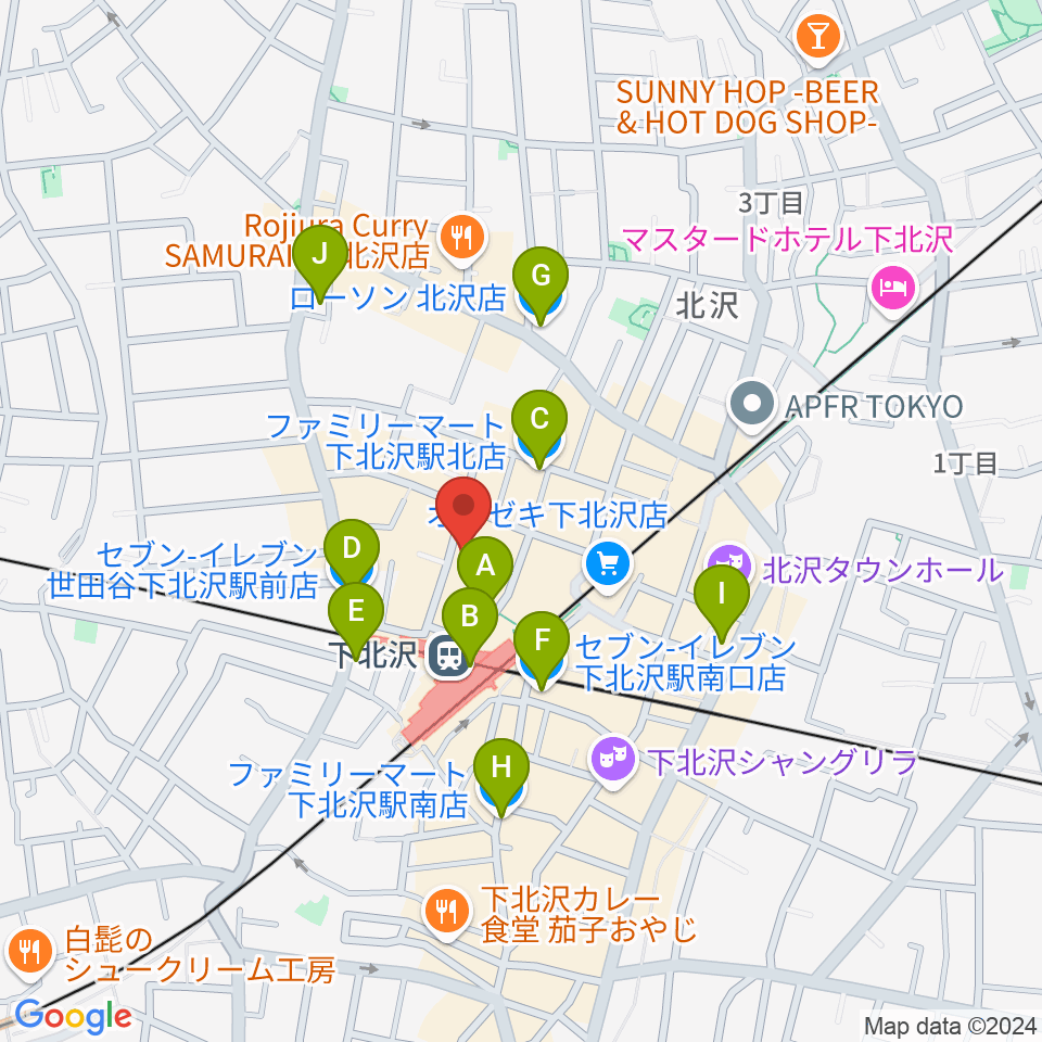 下北沢しもきたドーン周辺のコンビニエンスストア一覧地図