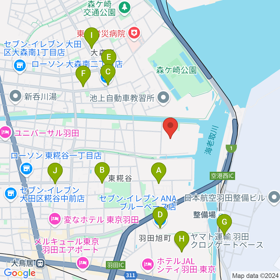 羽田スタジオ周辺のコンビニエンスストア一覧地図