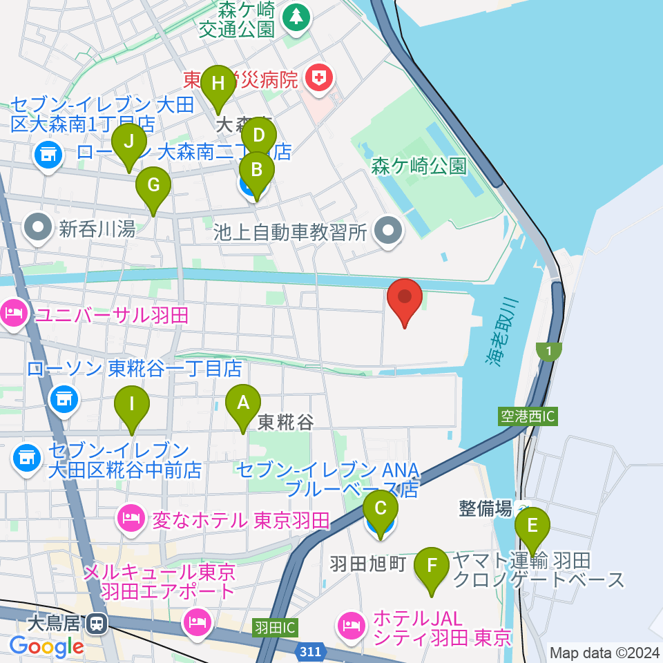 羽田スタジオ周辺のコンビニエンスストア一覧地図