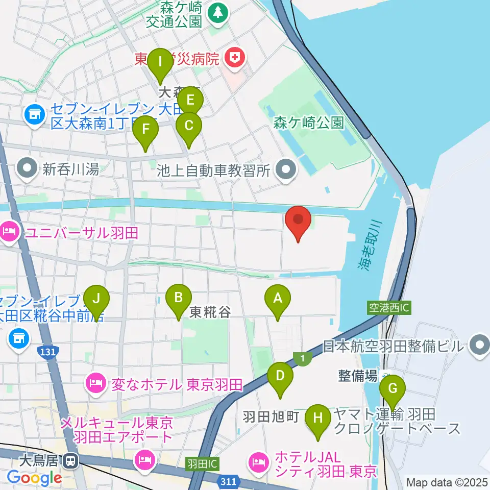 羽田スタジオ周辺のコンビニエンスストア一覧地図
