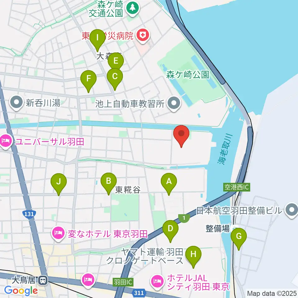 羽田スタジオ周辺のコンビニエンスストア一覧地図