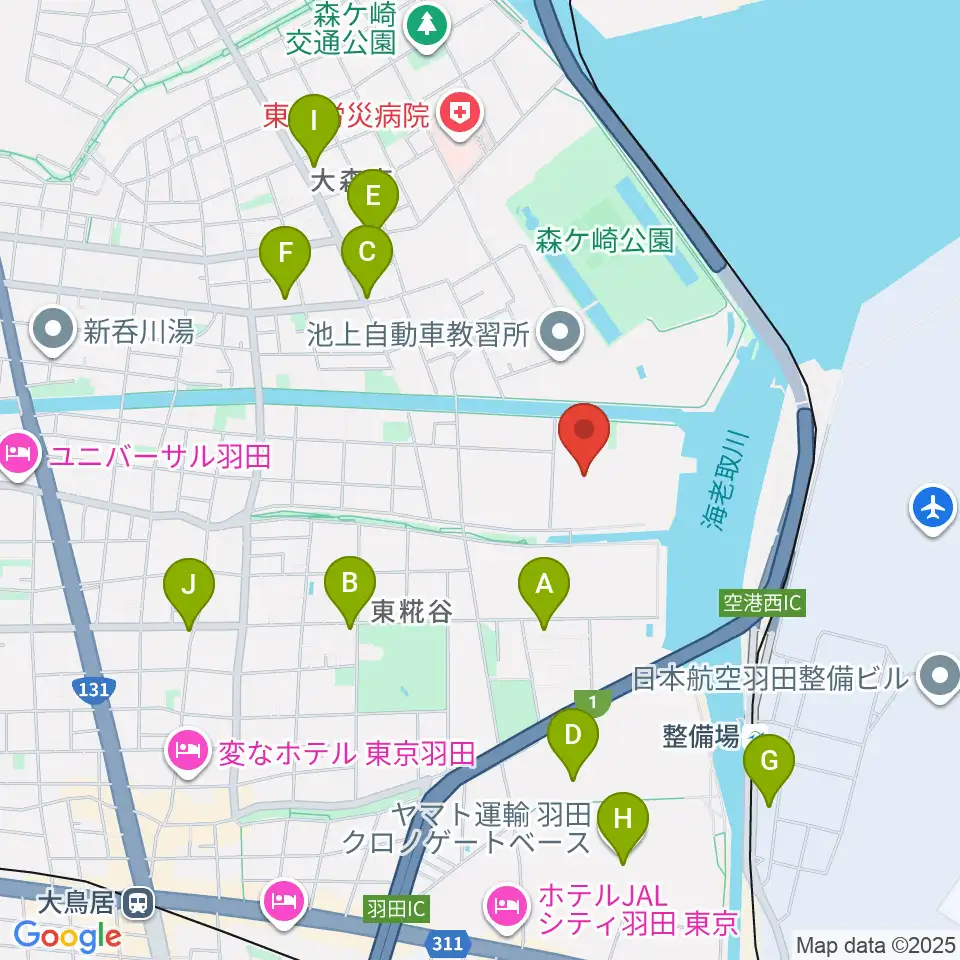 羽田スタジオ周辺のコンビニエンスストア一覧地図