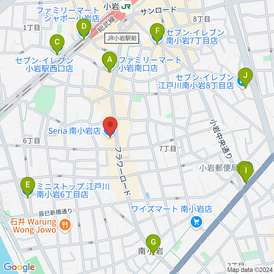 南小岩バッハザール周辺のコンビニエンスストア一覧地図