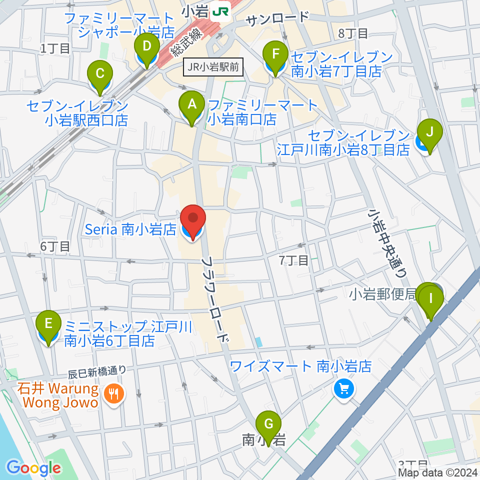 南小岩バッハザール周辺のコンビニエンスストア一覧地図