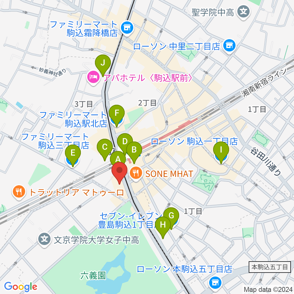 ムラーラミュージックオフィス周辺のコンビニエンスストア一覧地図