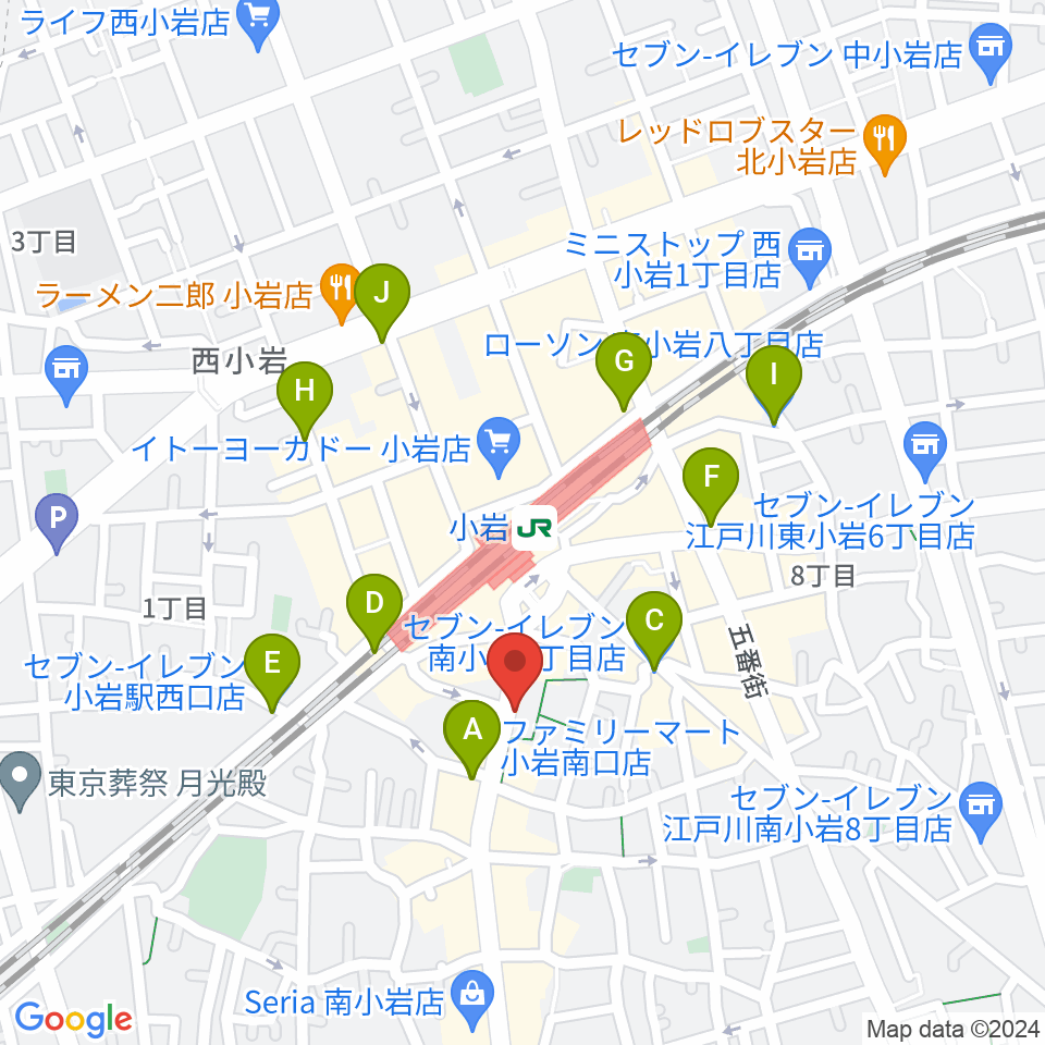 音曲堂周辺のコンビニエンスストア一覧地図