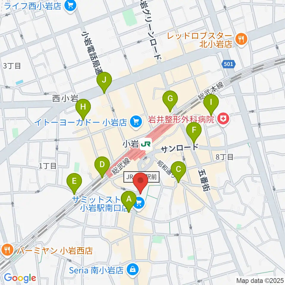 音曲堂周辺のコンビニエンスストア一覧地図