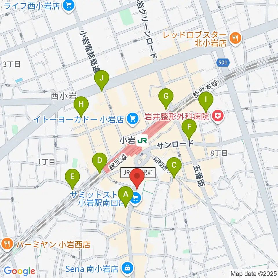 音曲堂周辺のコンビニエンスストア一覧地図