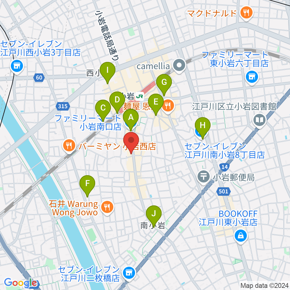 メイト音楽学院周辺のコンビニエンスストア一覧地図