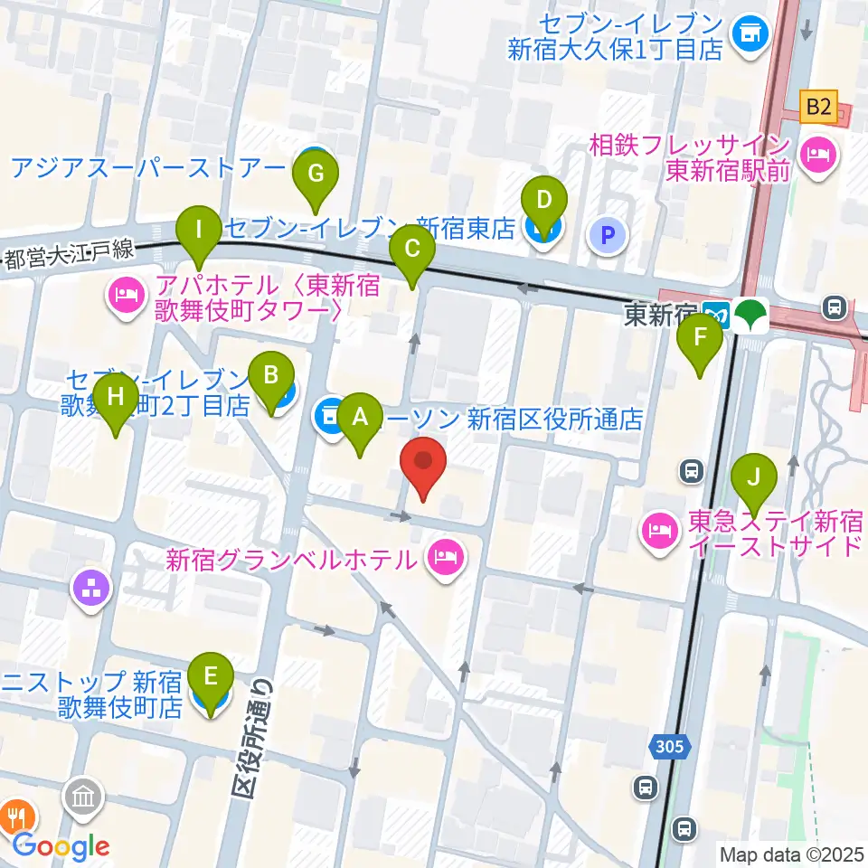 コフレリオ新宿シアター周辺のコンビニエンスストア一覧地図