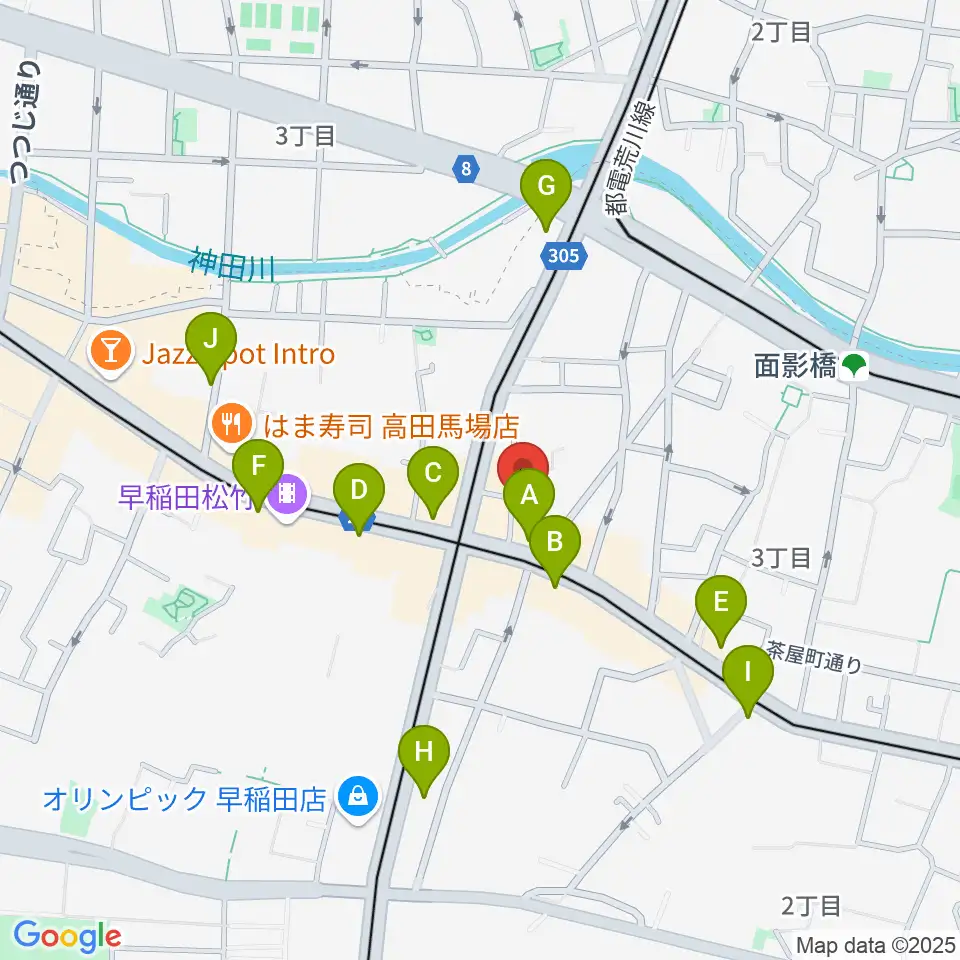 高田馬場ラビネスト周辺のコンビニエンスストア一覧地図