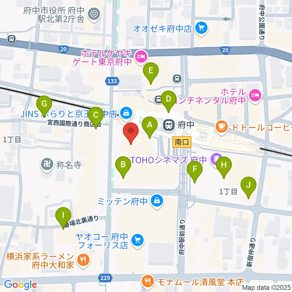 府中市市民活動センター プラッツ周辺のコンビニエンスストア一覧地図