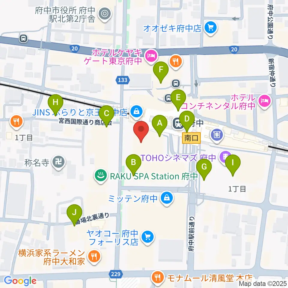府中市市民活動センター プラッツ周辺のコンビニエンスストア一覧地図