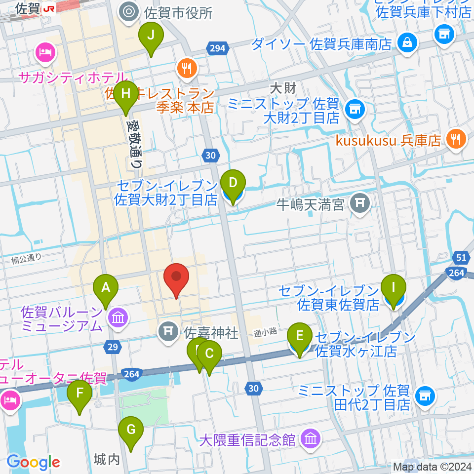 佐賀Riff周辺のコンビニエンスストア一覧地図