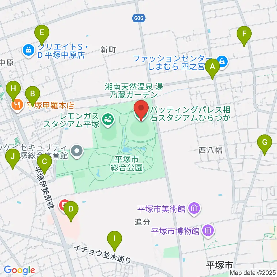 バッティングパレス相石スタジアムひらつか周辺のコンビニエンスストア一覧地図