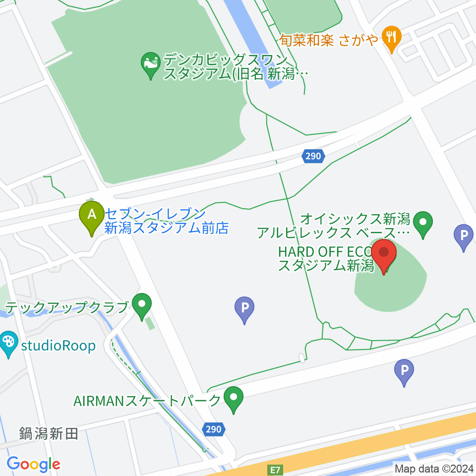ハードオフエコスタジアム新潟周辺のコンビニエンスストア一覧地図
