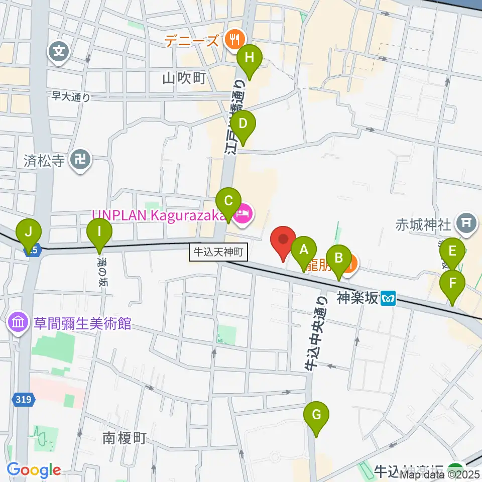 神楽坂マッシュレコード周辺のコンビニエンスストア一覧地図