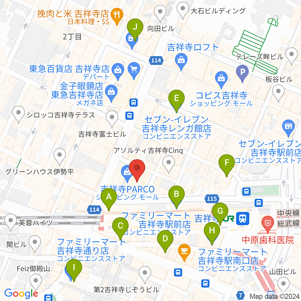 島村楽器 吉祥寺パルコ店周辺のコンビニエンスストア一覧地図