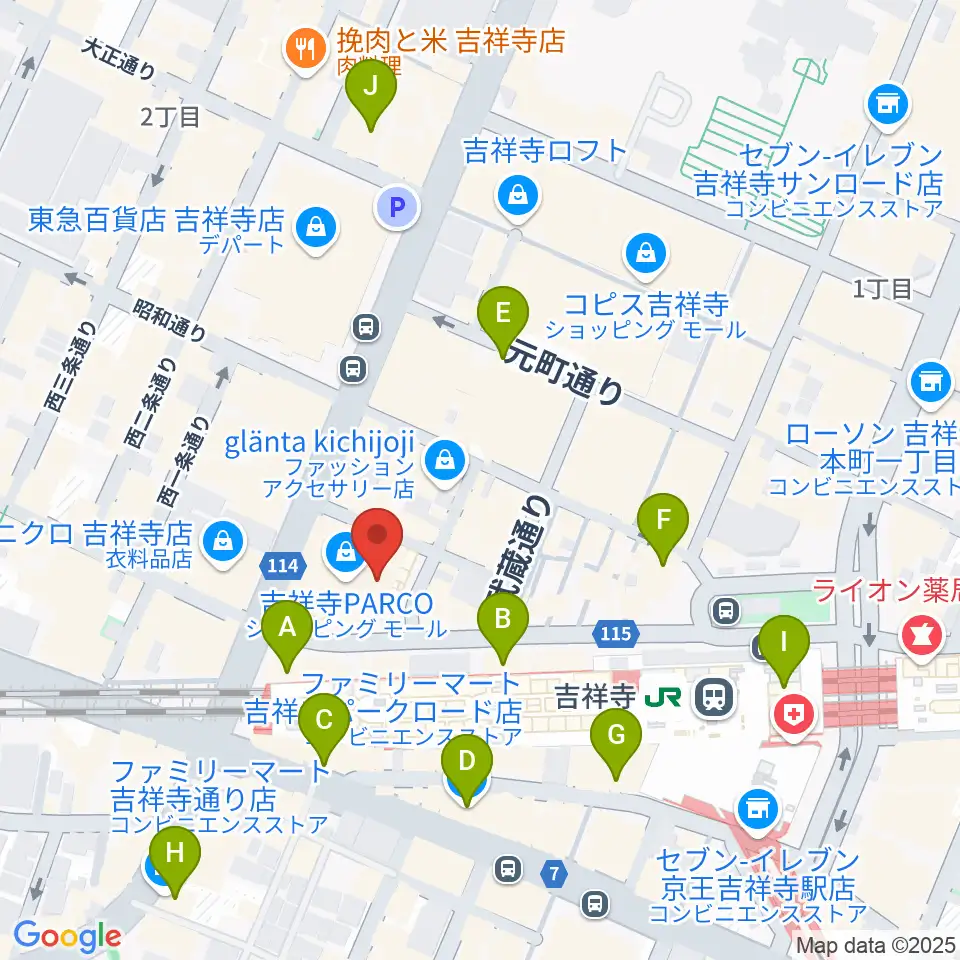 島村楽器 吉祥寺パルコ店周辺のコンビニエンスストア一覧地図