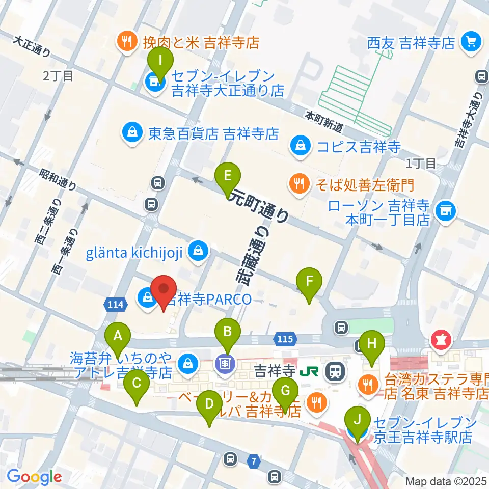島村楽器 吉祥寺パルコ店周辺のコンビニエンスストア一覧地図