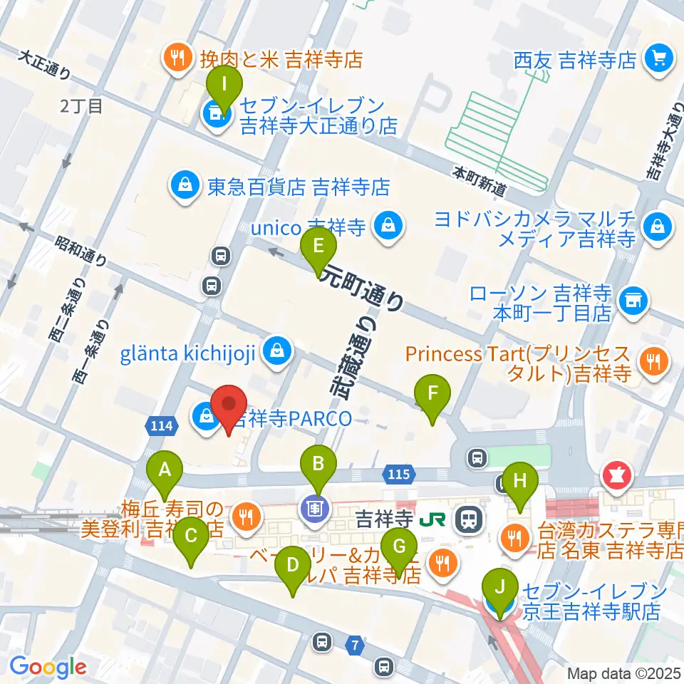 島村楽器 吉祥寺パルコ店周辺のコンビニエンスストア一覧地図