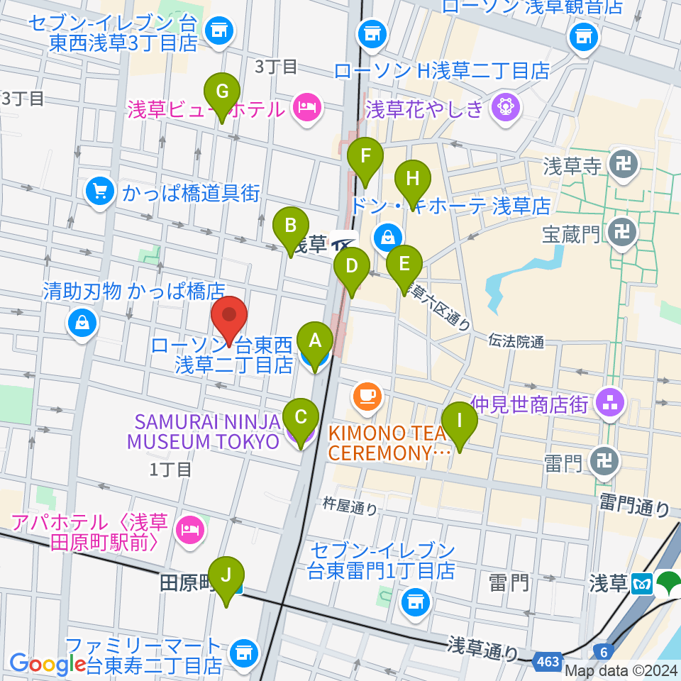 西浅草マルス周辺のコンビニエンスストア一覧地図