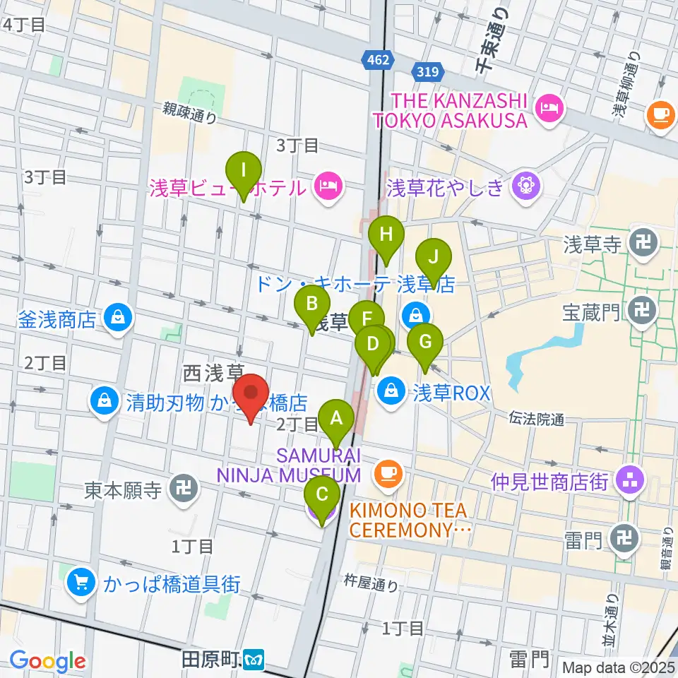 西浅草マルス周辺のコンビニエンスストア一覧地図