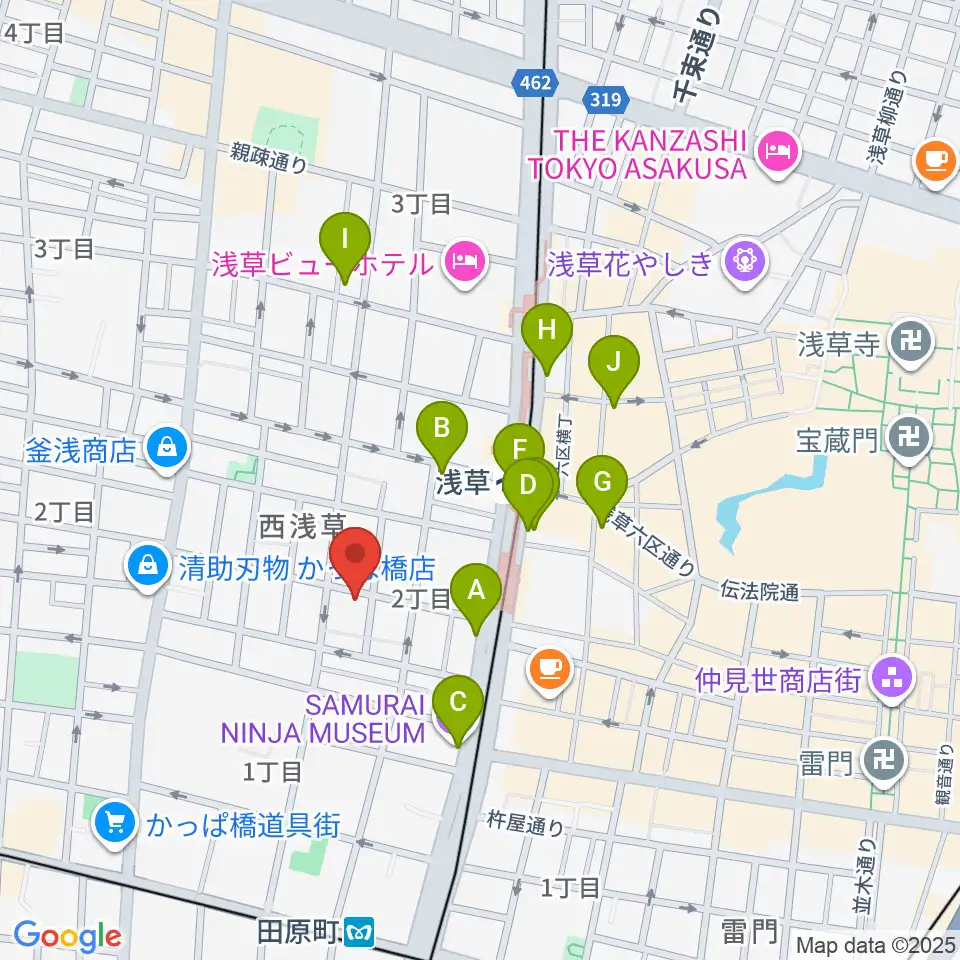 西浅草マルス周辺のコンビニエンスストア一覧地図