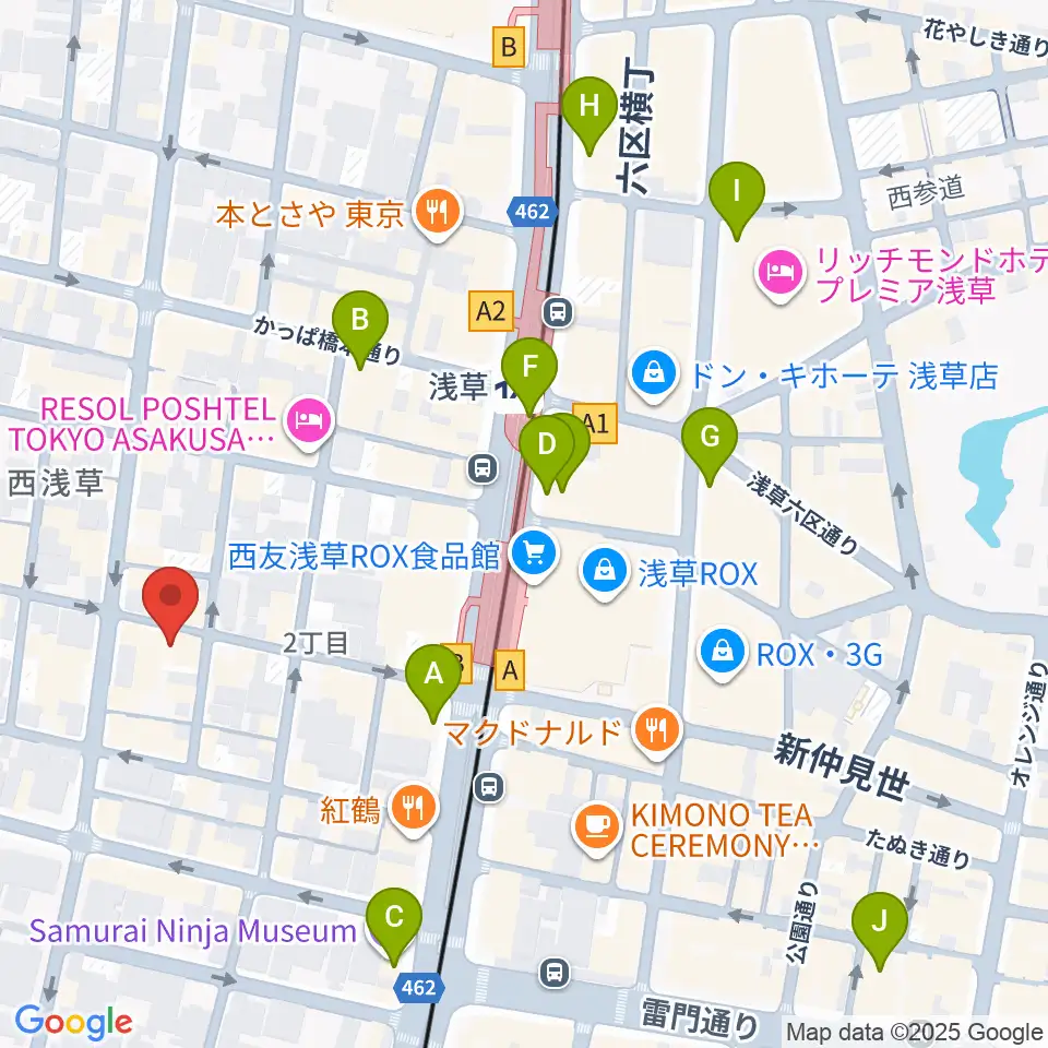 西浅草マルス周辺のコンビニエンスストア一覧地図