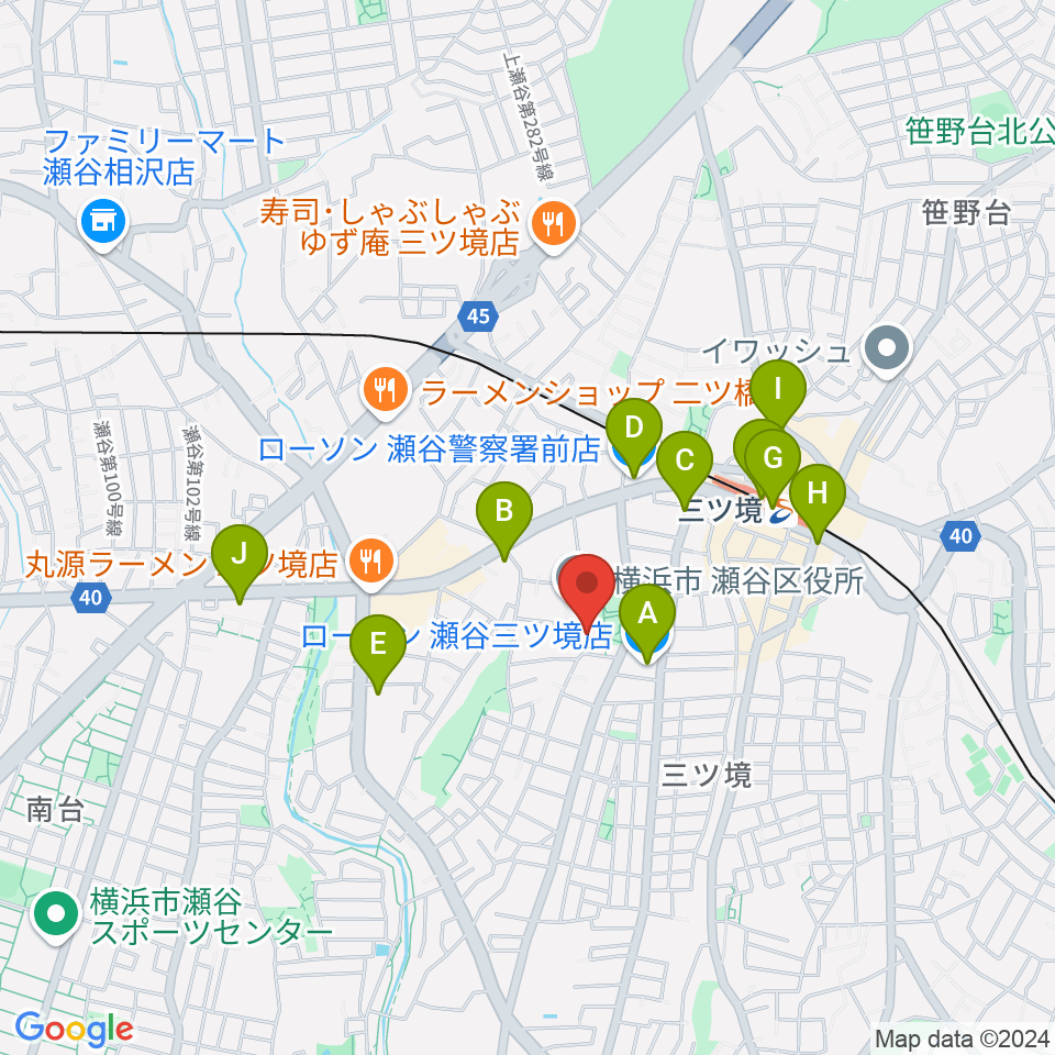 横浜市瀬谷公会堂周辺のコンビニエンスストア一覧地図