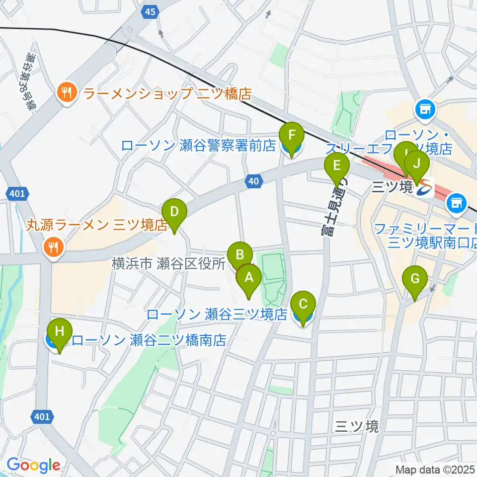 横浜市瀬谷公会堂周辺のコンビニエンスストア一覧地図