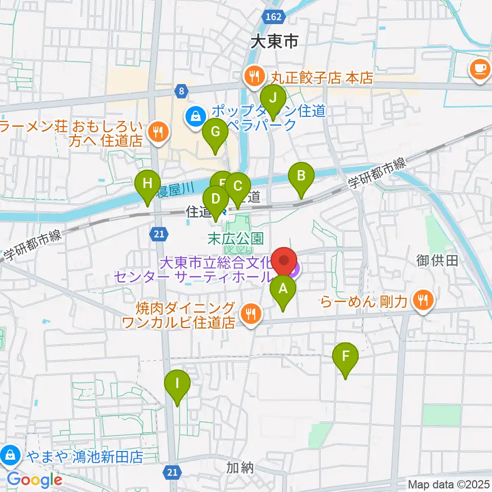 大東市立文化ホール サーティホール周辺のコンビニエンスストア一覧地図