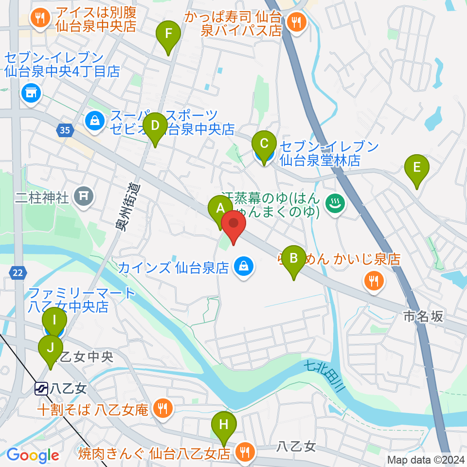 MIFA Football Park 仙台周辺のコンビニエンスストア一覧地図