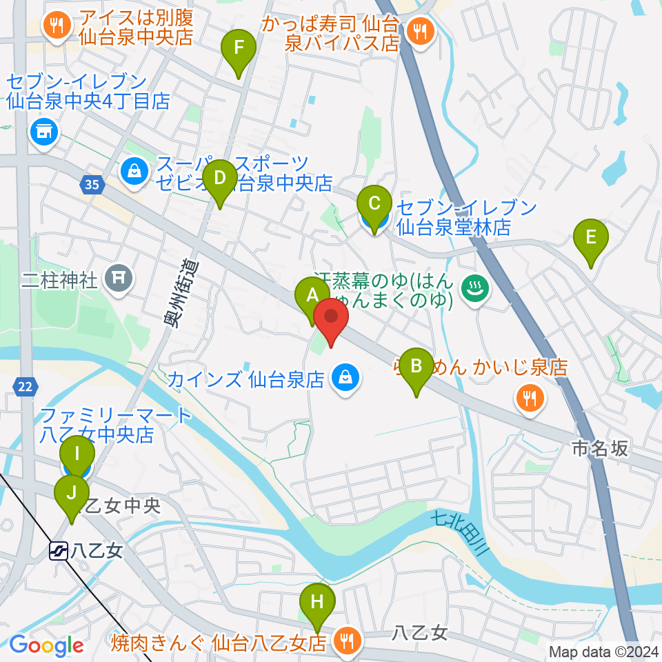 MIFA Football Park 仙台周辺のコンビニエンスストア一覧地図