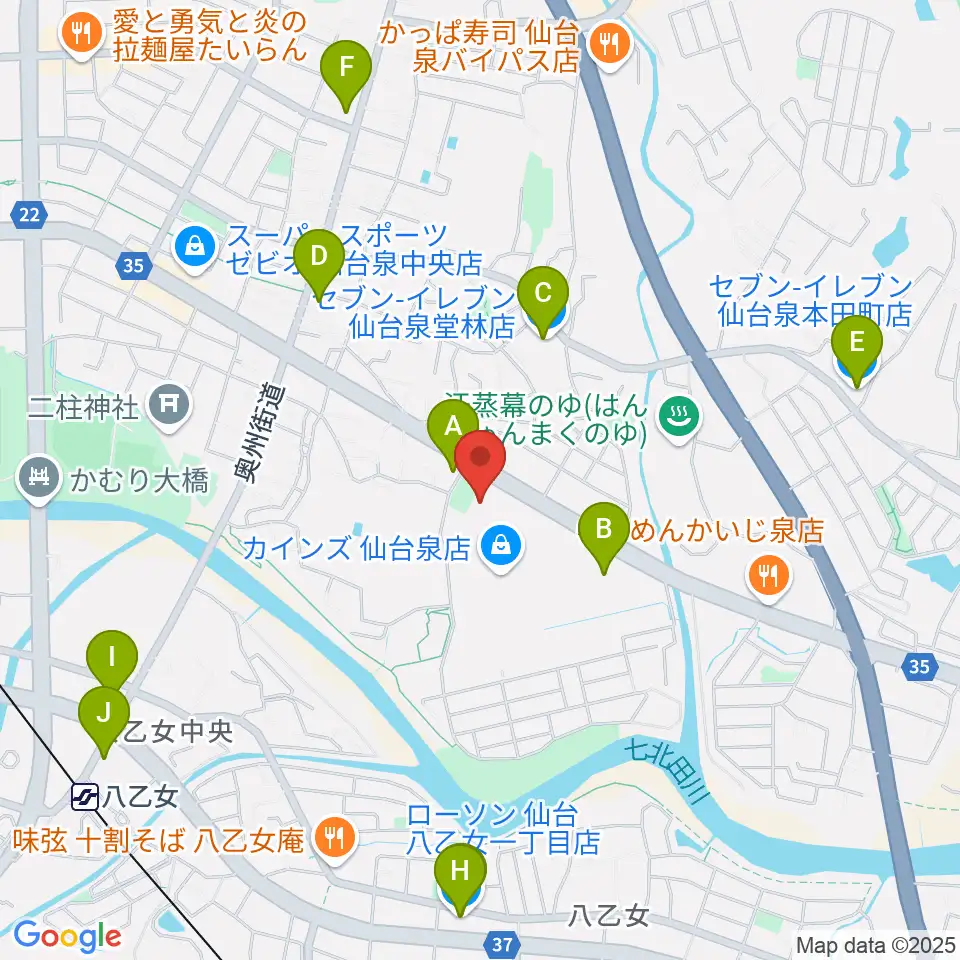 MIFA Football Park 仙台周辺のコンビニエンスストア一覧地図