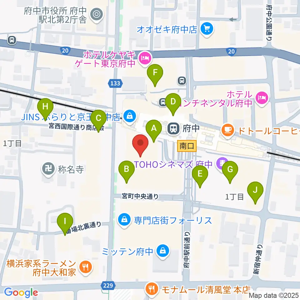 宮地楽器 MUSIC JOY府中周辺のコンビニエンスストア一覧地図