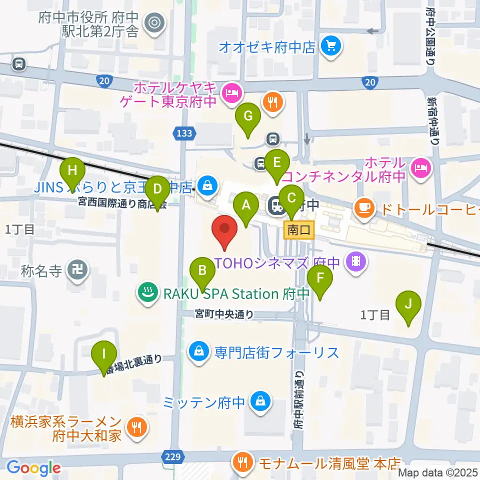 宮地楽器 MUSIC JOY府中周辺のコンビニエンスストア一覧地図