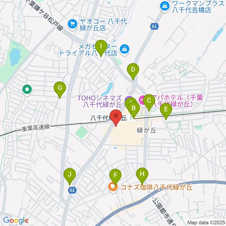 島村楽器 イオンモール八千代緑が丘店周辺のコンビニエンスストア一覧地図
