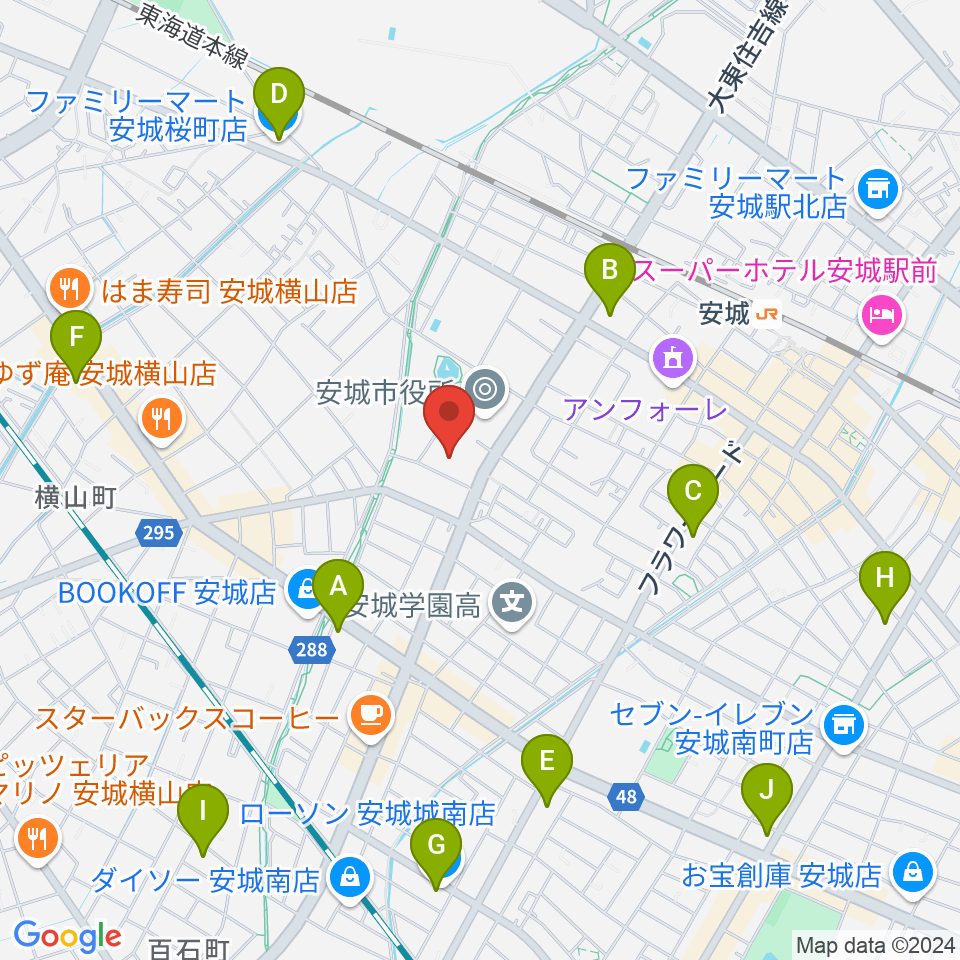 安城市民会館周辺のコンビニエンスストア一覧地図