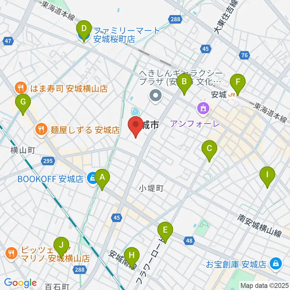 安城市民会館周辺のコンビニエンスストア一覧地図