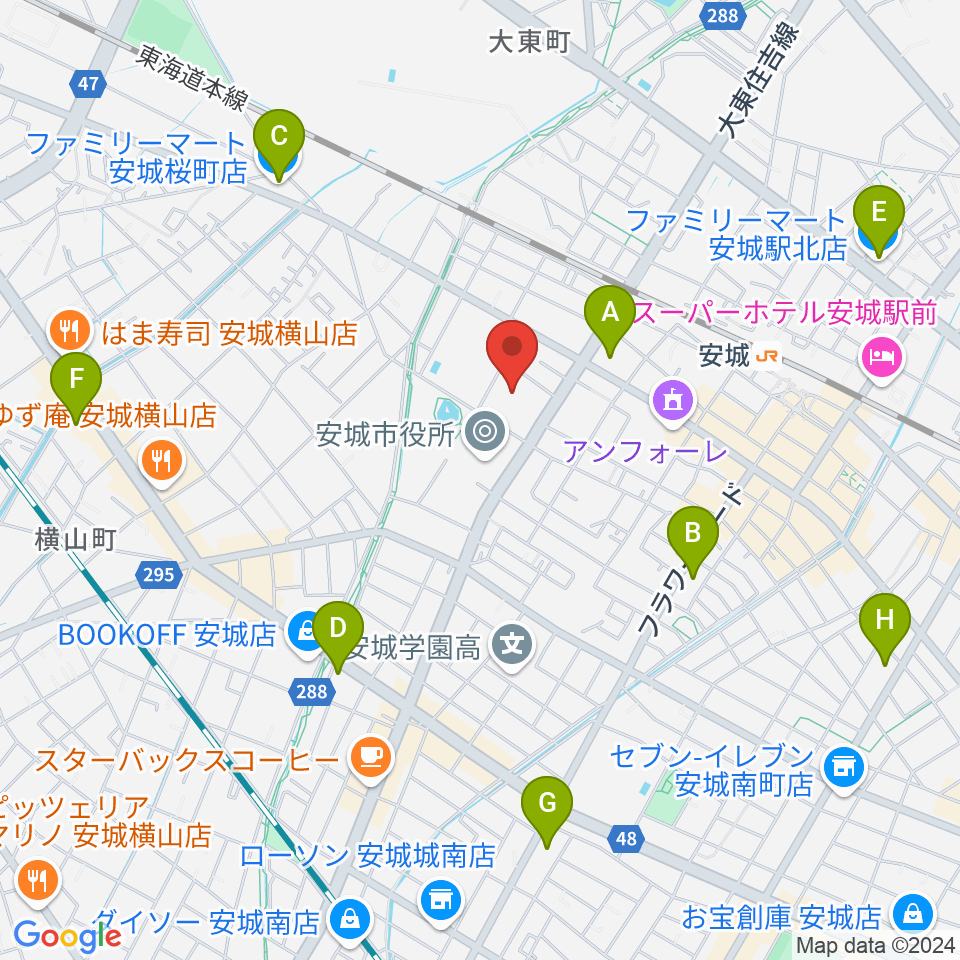 へきしんギャラクシープラザ（安城市文化センター）周辺のコンビニエンスストア一覧地図