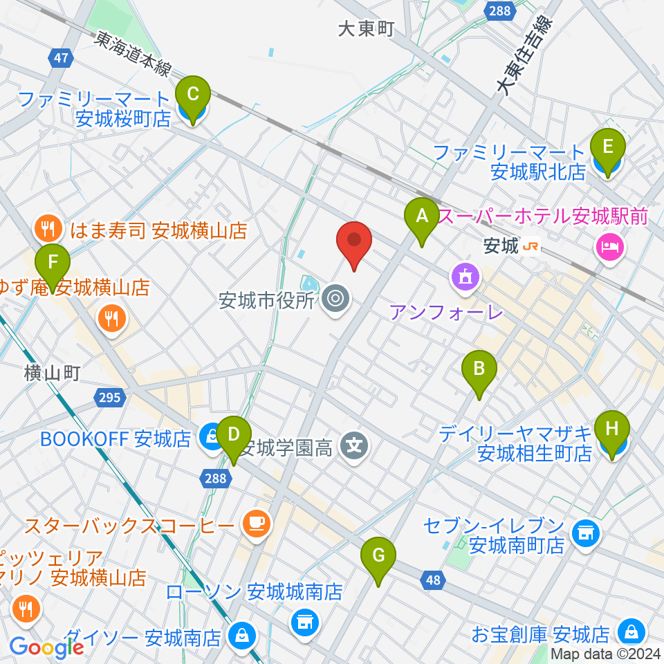 へきしんギャラクシープラザ（安城市文化センター）周辺のコンビニエンスストア一覧地図