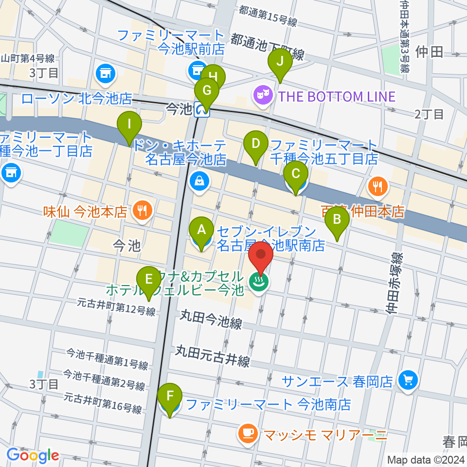 今池イマーゴ周辺のコンビニエンスストア一覧地図