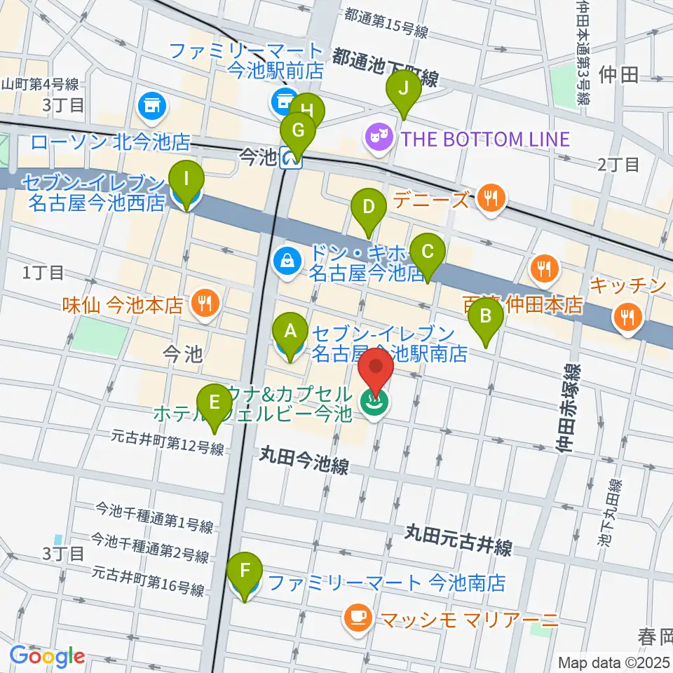 今池イマーゴ周辺のコンビニエンスストア一覧地図