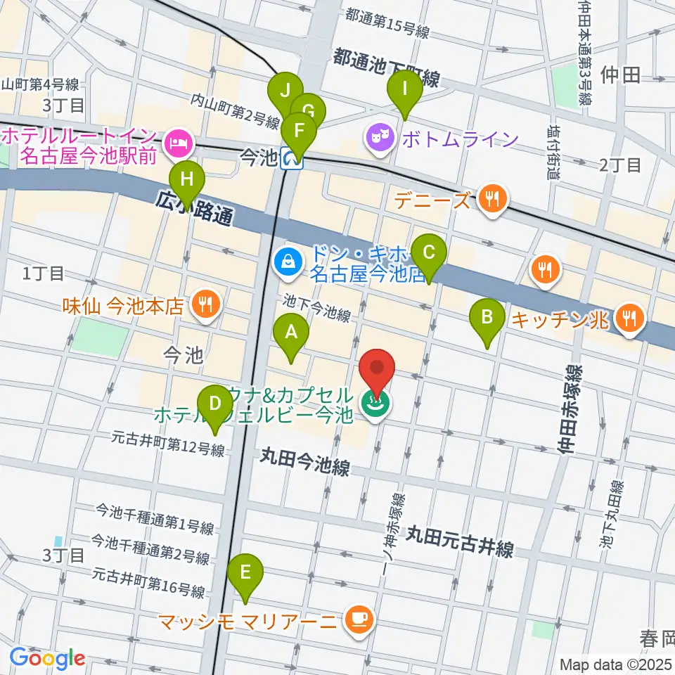 今池イマーゴ周辺のコンビニエンスストア一覧地図