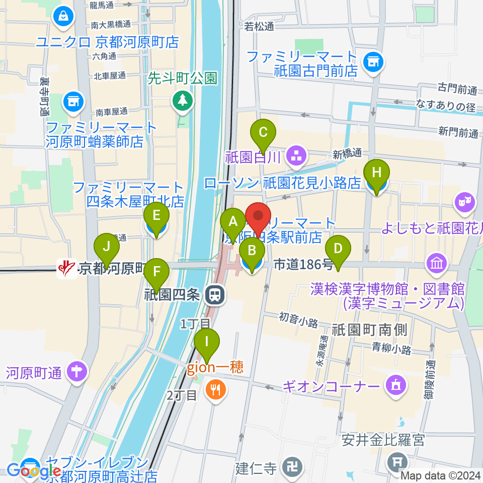 祇園四条Bonds Rosary周辺のコンビニエンスストア一覧地図