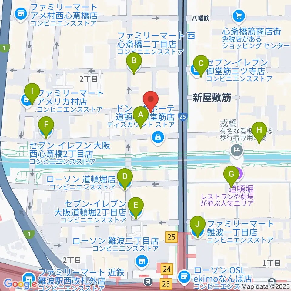 心斎橋PANHEAD GROOVE周辺のコンビニエンスストア一覧地図